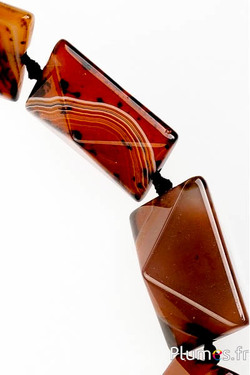 Perles en agate - 20 x 31 mm, trou 2 mm - rouge brun